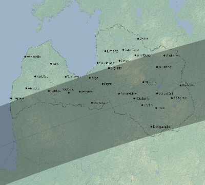 Map of the eclipse path across Latvia on 05/25/2142