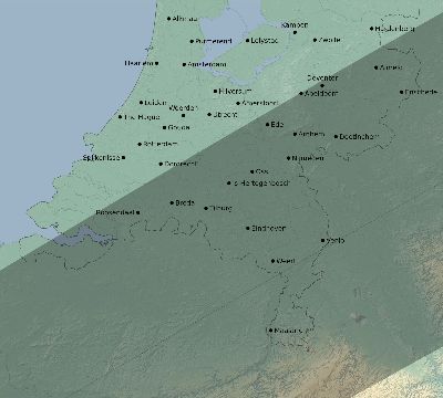 Map of the eclipse path across Netherlands on 05/25/2142