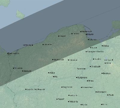 Map of the eclipse path across Poland on 05/25/2142