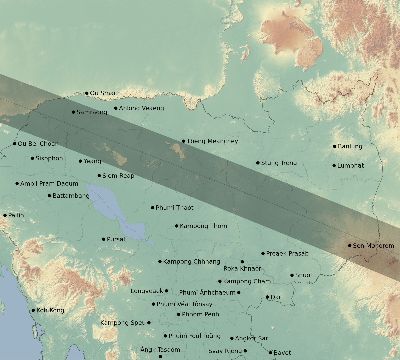 Map of the eclipse path across Cambodia on 11/07/2143