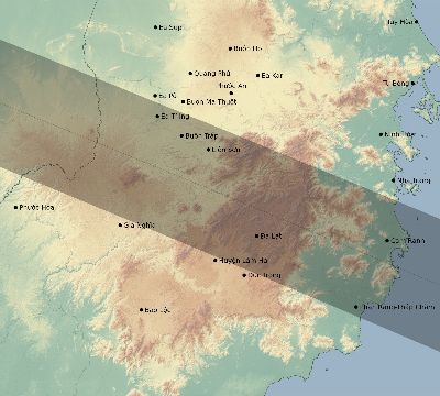 Map of the eclipse path across Vietnam on 11/07/2143