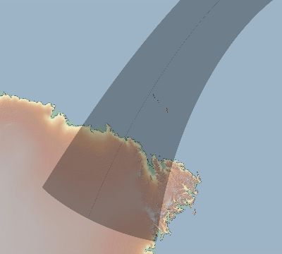 Map of the eclipse path across Antarctica on 05/03/2144