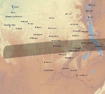 Map of the eclipse path across DR Congo on 09/06/2146