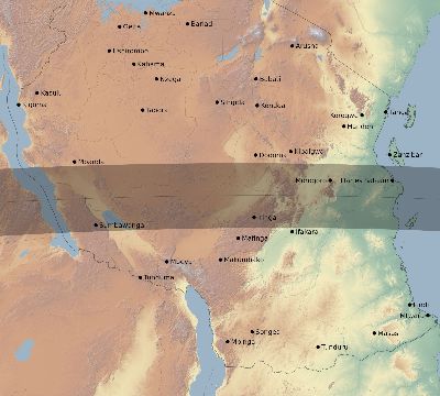 Map of the eclipse path across Tanzania on 09/06/2146