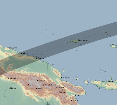 Map of the eclipse path across Papua New Guinea on 03/02/2147