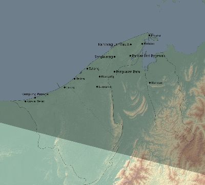 Map of the eclipse path across Brunei on 08/26/2147