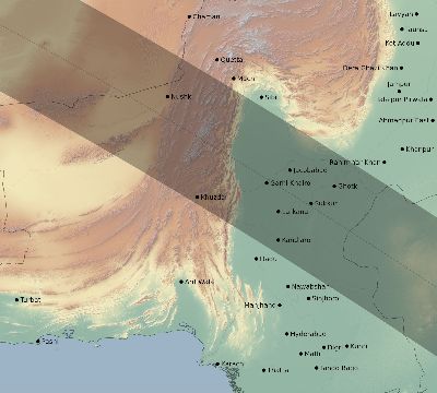 Map of the eclipse path across Pakistan on 08/26/2147