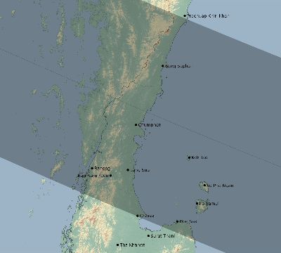 Map of the eclipse path across Thailand on 08/26/2147