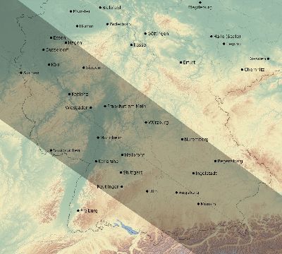 Map of the eclipse path across Germany on 06/14/2151