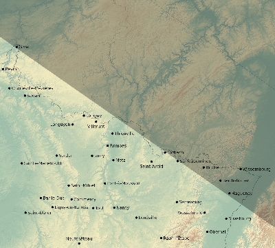 Map of the eclipse path across France on 06/14/2151