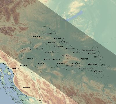 Map of the eclipse path across Croatia on 06/14/2151