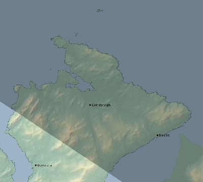 Map of the eclipse path across Ireland on 06/14/2151