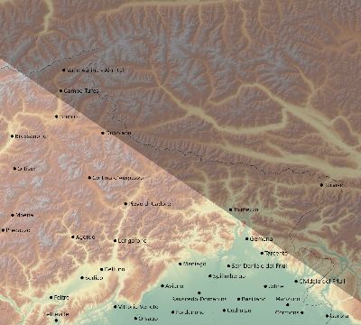 Map of the eclipse path across Italy on 06/14/2151