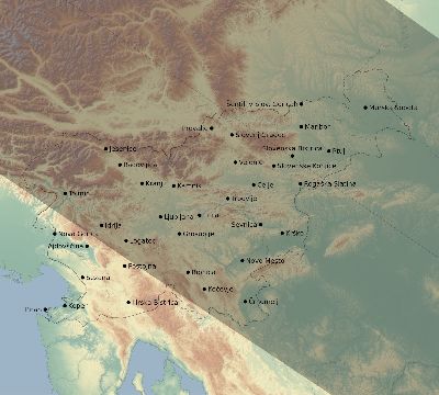 Map of the eclipse path across Slovenia on 06/14/2151