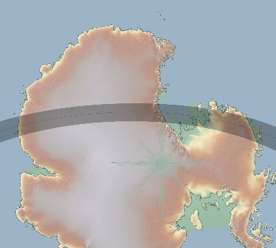 Map of the eclipse path across Antarctica on 12/08/2151