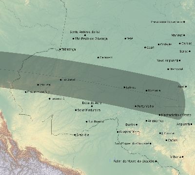 Map of the eclipse path across Brazil on 04/23/2153