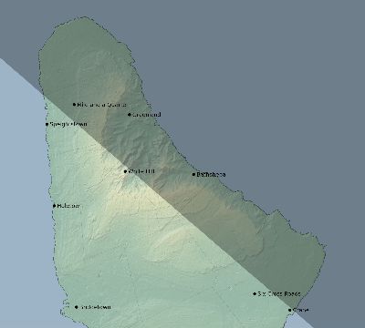 Map of the eclipse path across Barbados on 10/17/2153