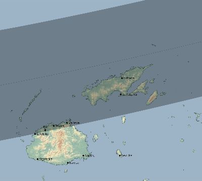 Map of the eclipse path across Fiji on 04/12/2154