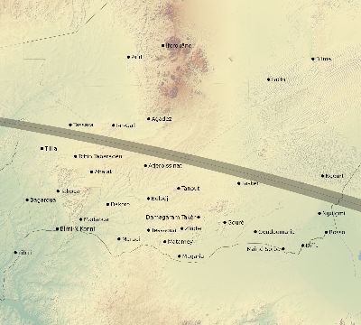 Map of the eclipse path across Niger on 10/07/2154