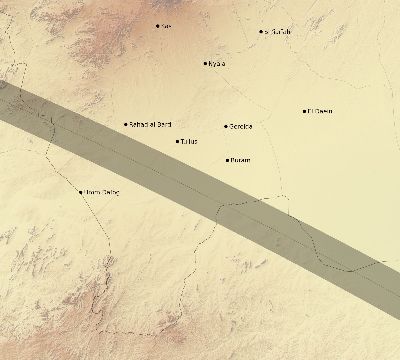 Map of the eclipse path across Sudan on 10/07/2154