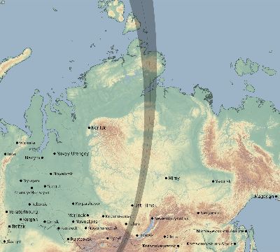 Map of the eclipse path across Russia on 04/02/2155