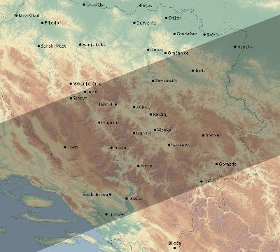 Map of the eclipse path across Bosnia and Herzegovina on 08/05/2157