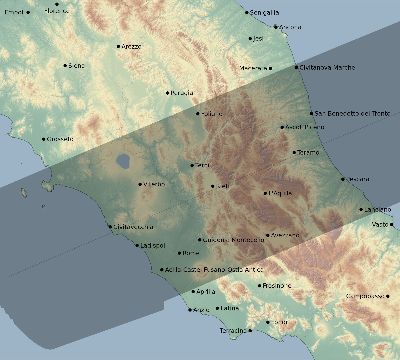 Map of the eclipse path across Italy on 08/05/2157