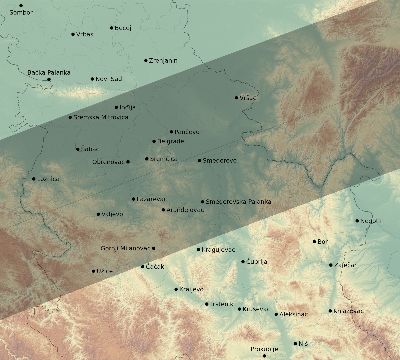 Map of the eclipse path across Serbia on 08/05/2157