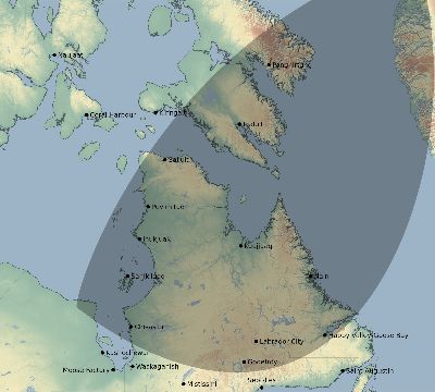 Map of the eclipse path across Canada on 01/19/2159
