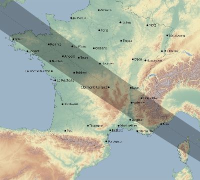 Map of the eclipse path across France on 06/04/2160