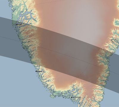 Map of the eclipse path across Greenland on 06/04/2160