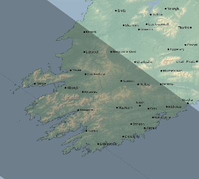 Map of the eclipse path across Ireland on 06/04/2160