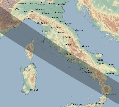 Map of the eclipse path across Italy on 06/04/2160
