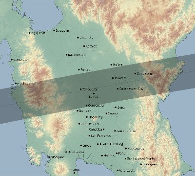Map of the eclipse path across Philippines on 05/25/2161