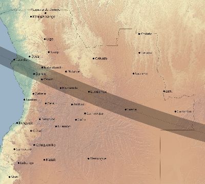 Map of the eclipse path across Angola on 11/17/2161