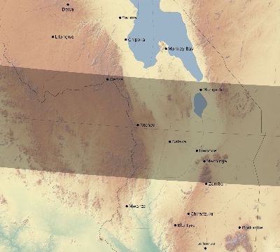 Map of the eclipse path across Malawi on 11/17/2161