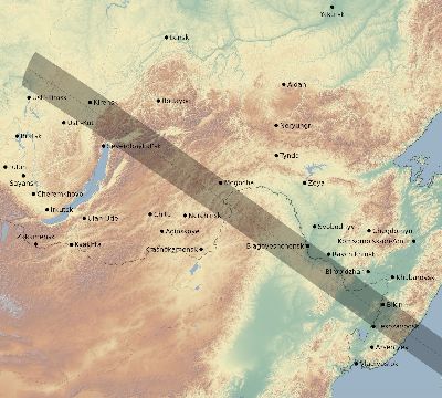 Map of the eclipse path across Russia on 11/07/2162