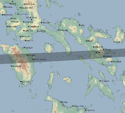 Map of the eclipse path across Philippines on 03/23/2164