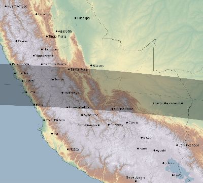 Map of the eclipse path across Peru on 09/16/2164