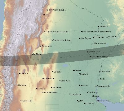 Map of the eclipse path across Argentina on 03/12/2165