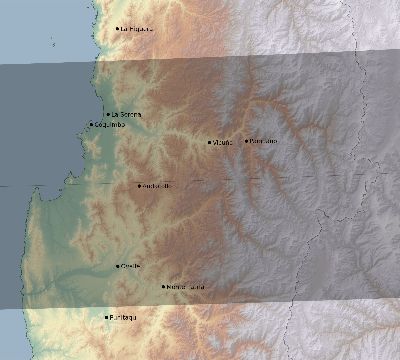 Map of the eclipse path across Chile on 03/12/2165