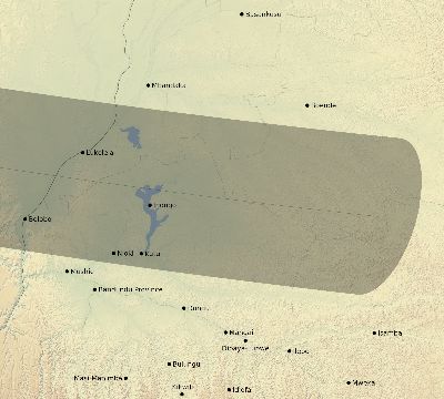 Map of the eclipse path across DR Congo on 09/05/2165