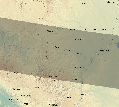 Map of the eclipse path across Republic of the Congo on 09/05/2165