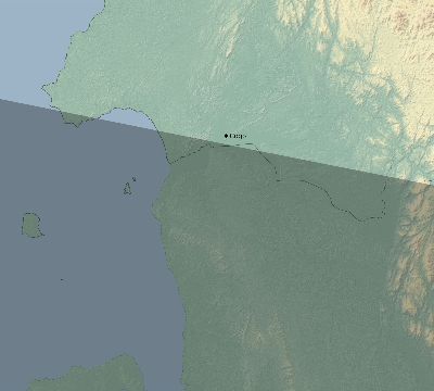 Map of the eclipse path across Equatorial Guinea on 09/05/2165