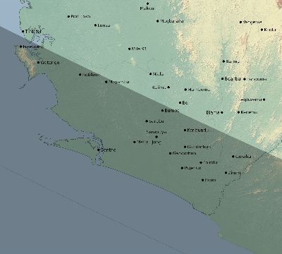 Map of the eclipse path across Sierra Leone on 09/05/2165