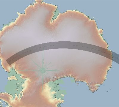 Map of the eclipse path across Antarctica on 03/02/2166
