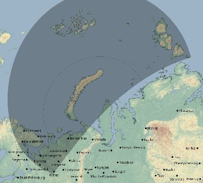Map of the eclipse path across Russia on 08/25/2166