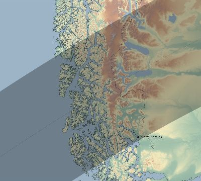 Map of the eclipse path across Chile on 07/16/2167