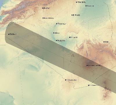 Map of the eclipse path across Algeria on 01/10/2168