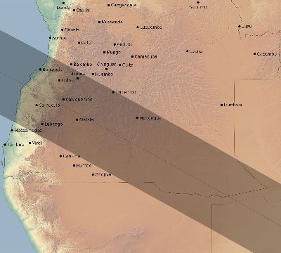 Map of the eclipse path across Angola on 12/29/2168